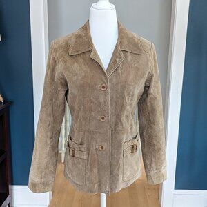 Vintage B.B. Dakota Pret-A-Porter Suede Safari Jacket Size Small Beige Y2K